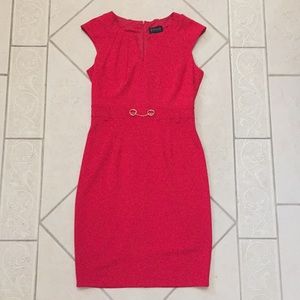 Red Enfocus Studio interview dress with gold chain